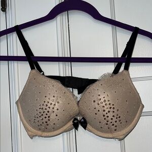 Victoria’s Secret Push Up Embellished Beige Bra